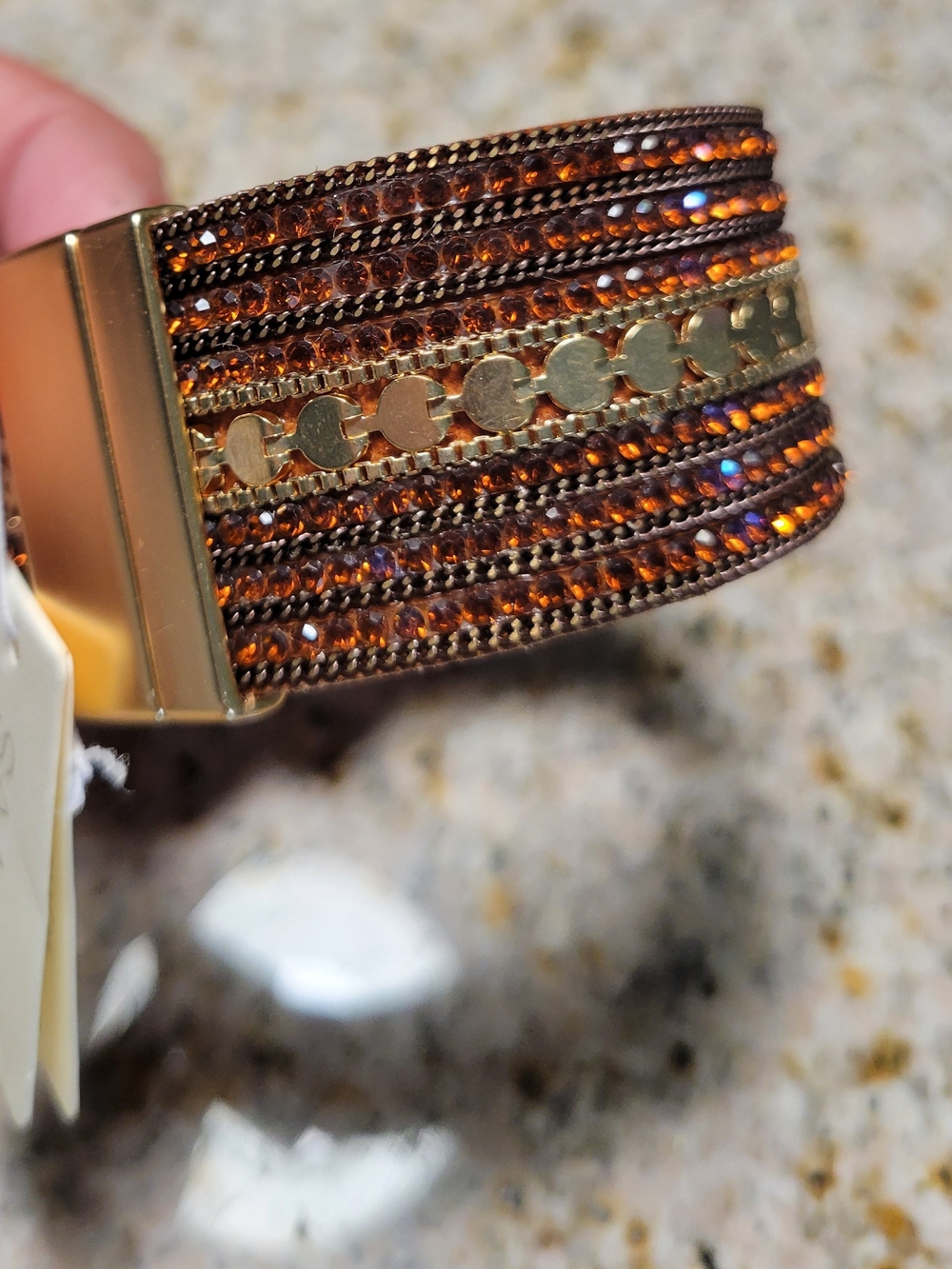 Faux Suede Glistening Gold Bracelet - Picture 4 of 5
